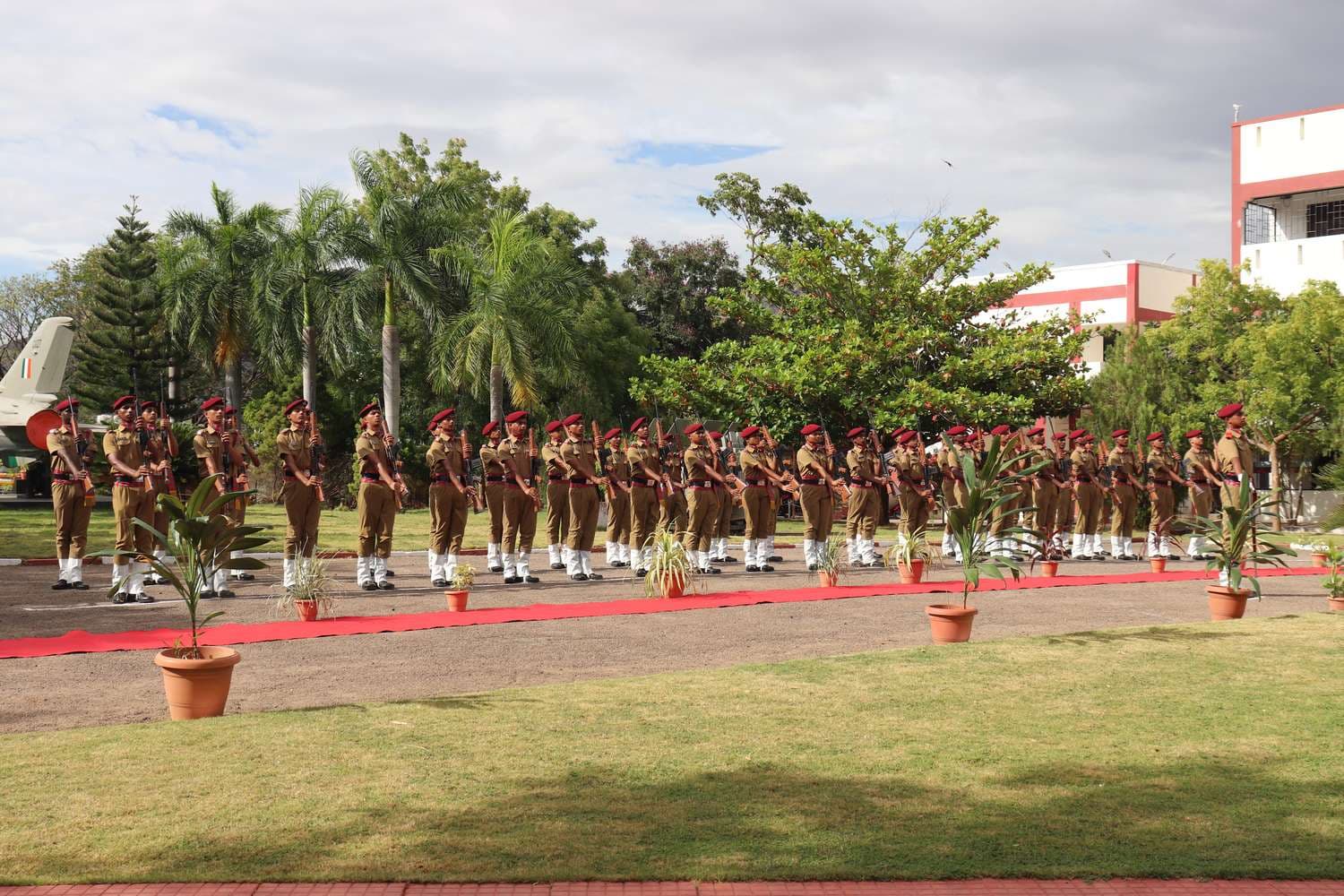 Cadets on parade at Sainik School Amaravathinagar